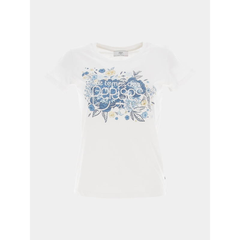 T-shirt logo fleurs gracygi blanc fille - Le Temps Des Cerises
