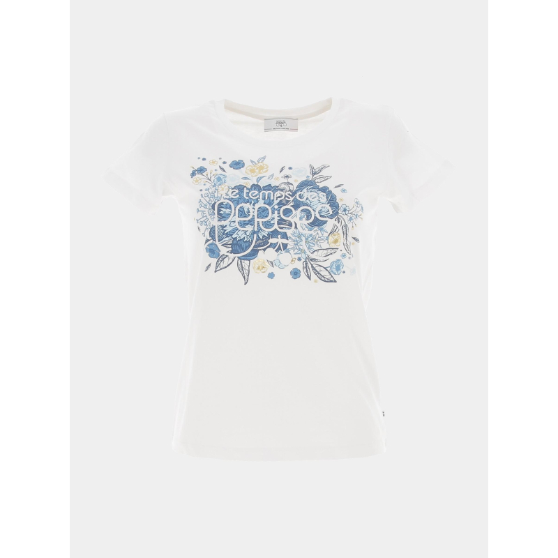 T-shirt logo fleurs gracygi blanc fille - Le Temps Des Cerises
