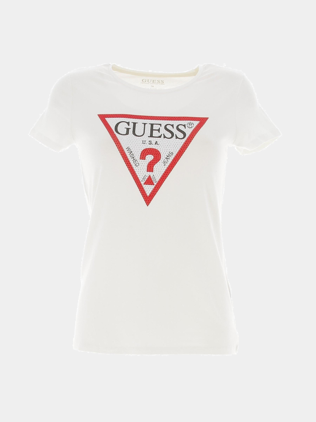 T-shirt éco logo strass blanc fille - Guess