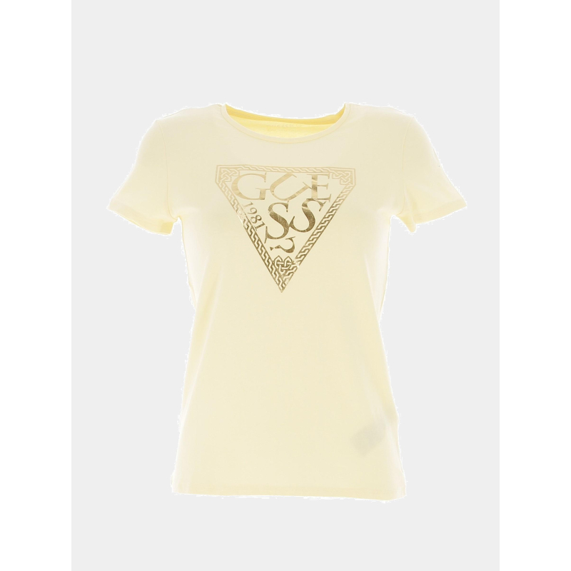 T-shirt éco cornsilk logo doré jaune fille - Guess