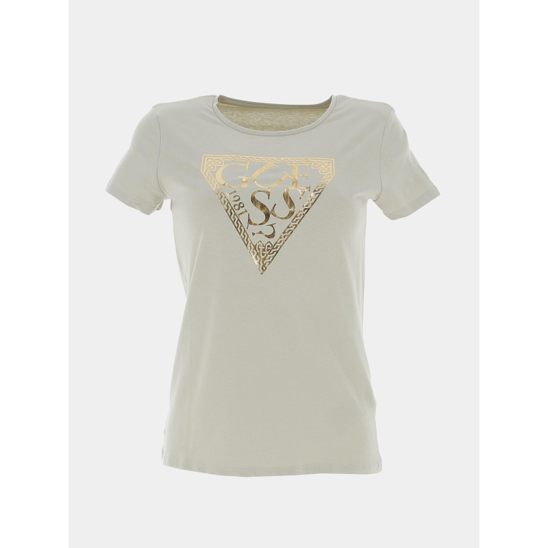 T-shirt éco logo light doré kaki fille - Guess