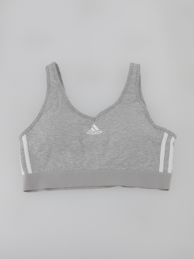 Brassière de sport 3 stripes gris chiné femme - Adidas