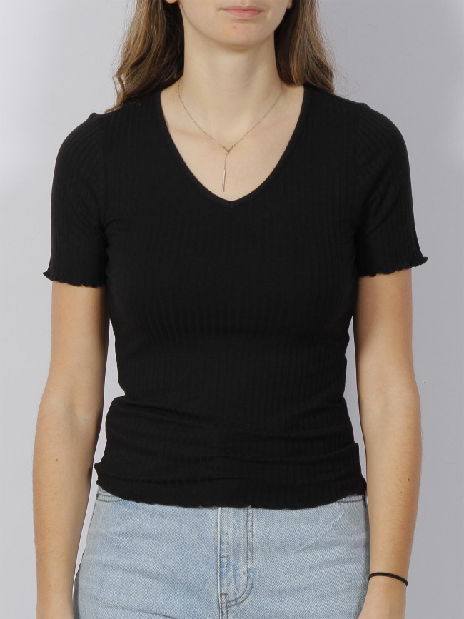 T-shirt fransiska côtelé noir femme - JDY