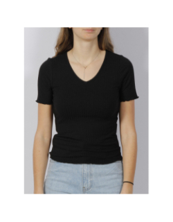T-shirt fransiska côtelé noir femme - JDY