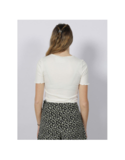 T-shirt fransiska côtelé blanc femme - JDY