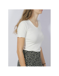 T-shirt fransiska côtelé blanc femme - JDY