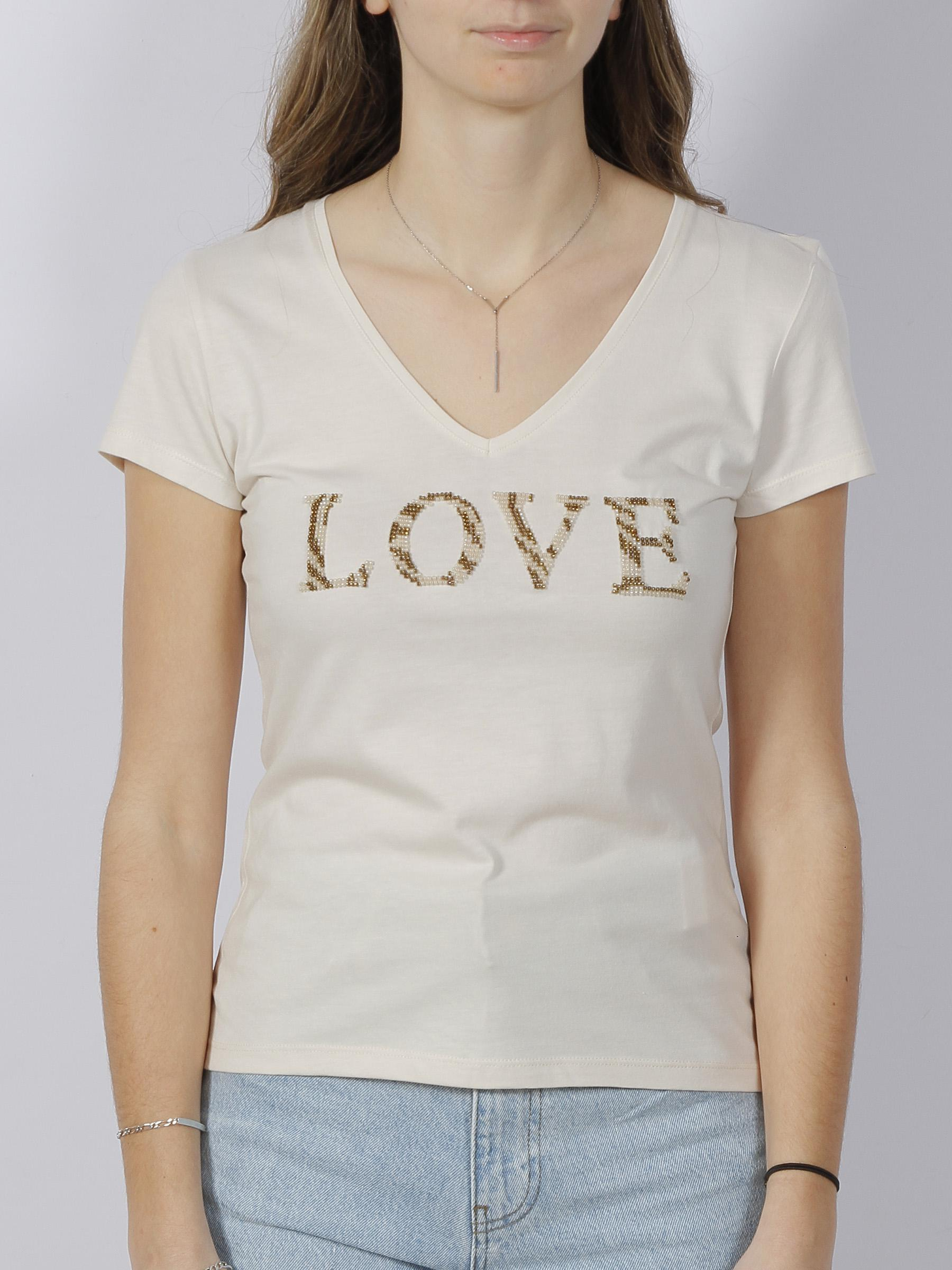 T-shirt love blanc ivoire femme - Morgan