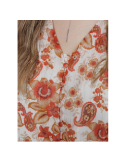 T-shirt boutonné floral beatriz orange femme - Deeluxe