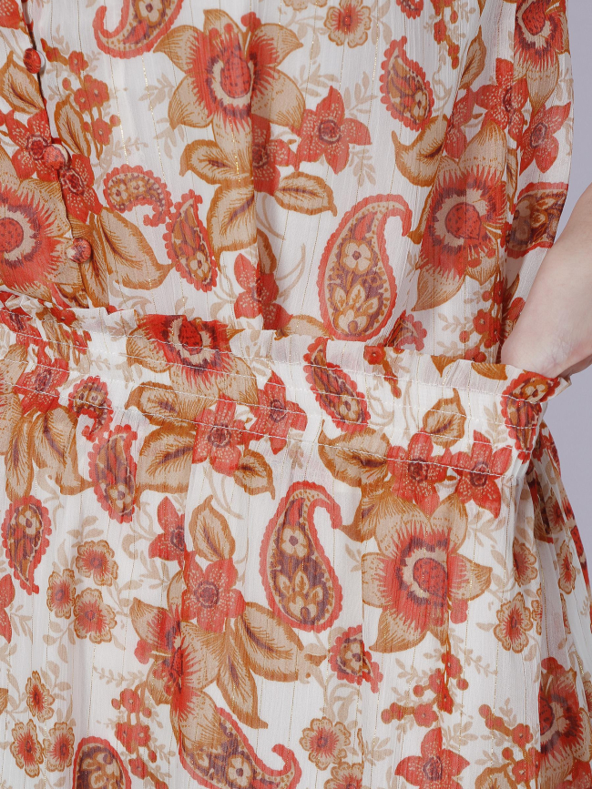 Jupe à fleurs andreva orange femme - Deeluxe