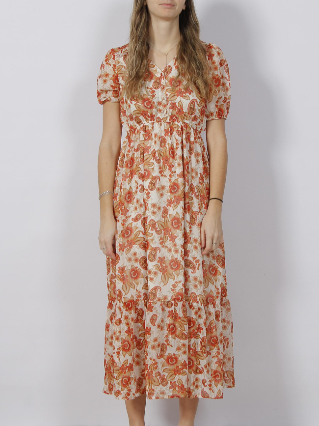 Robe longues à fleurs zaltana orange femme - Deeluxe