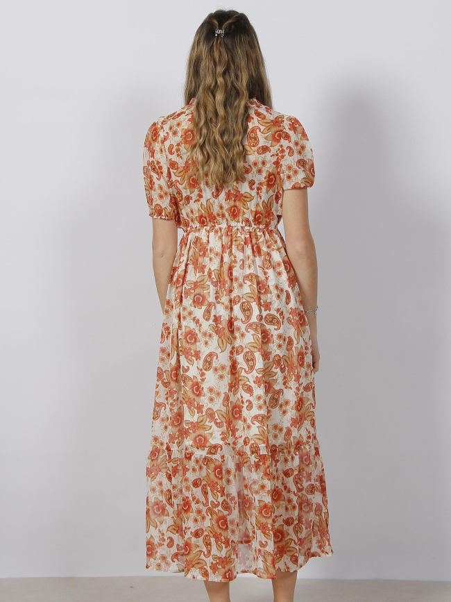Robe longues à fleurs zaltana orange femme - Deeluxe