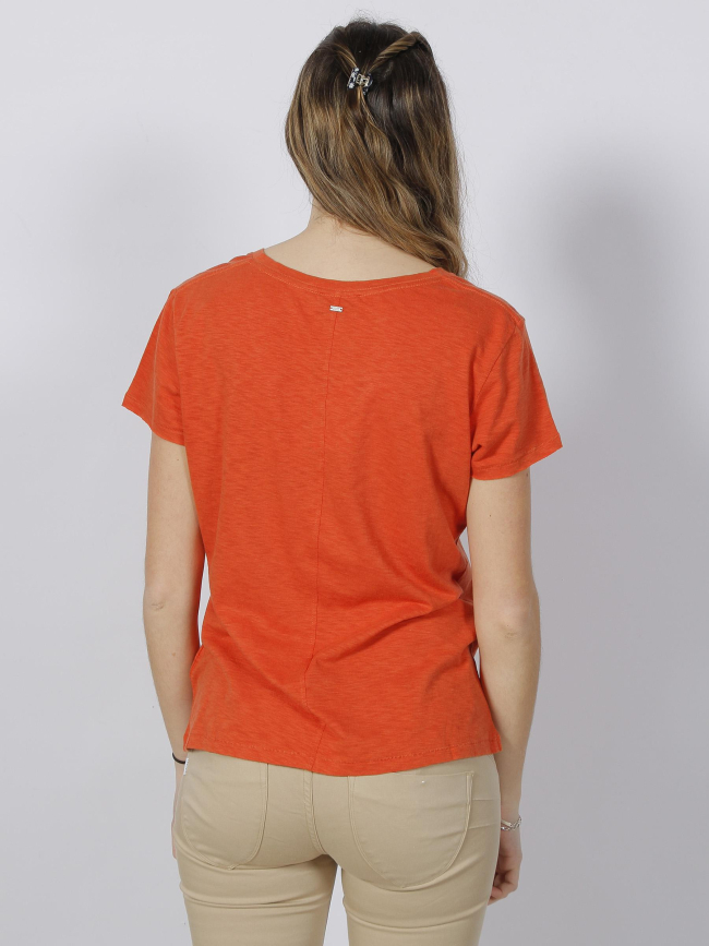 T-shirt studios logo brodé orange femme - Superdry