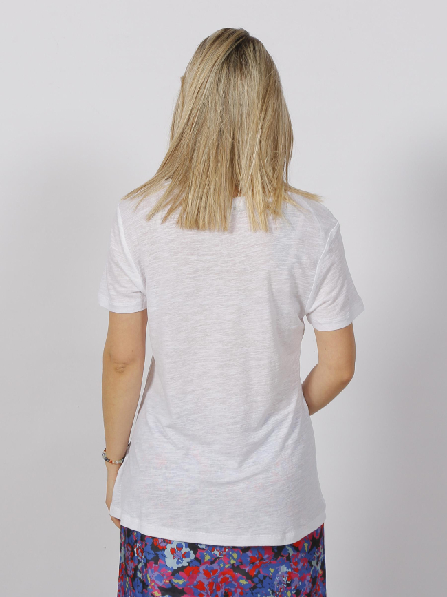 T-shirt regular col v lin blanc femme - Tommy Hilfiger