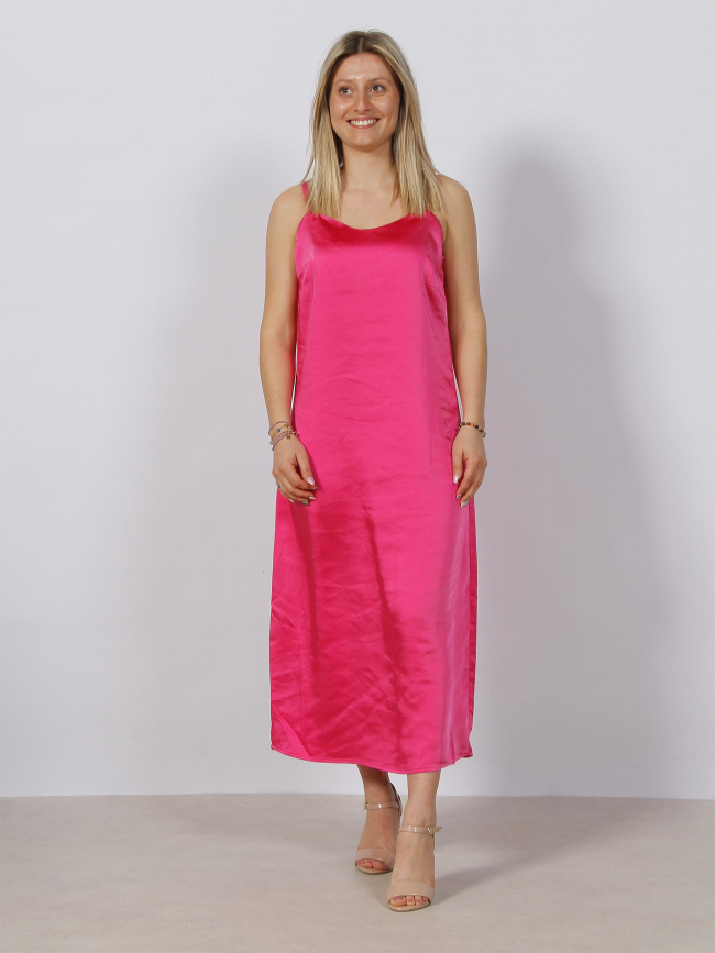 Robe midi satin mayra rose femme - Only