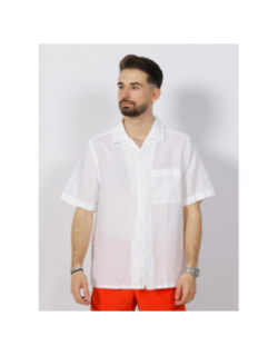 Chemise manches courtes en lin cuban blanc homme - Calvin Klein