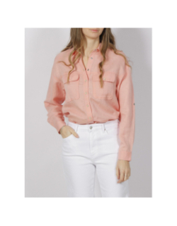 Chemise manches longues légère lin rose femme - Salsa