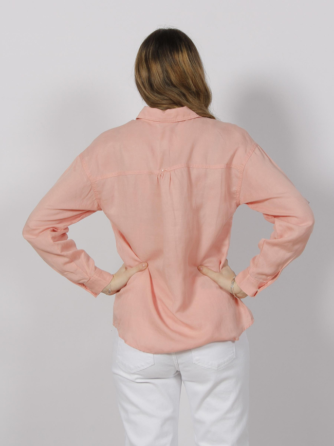Chemise manches longues légère lin rose femme - Salsa