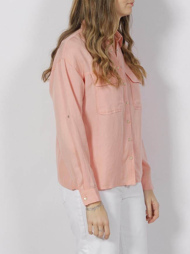 Chemise manches longues légère lin rose femme - Salsa