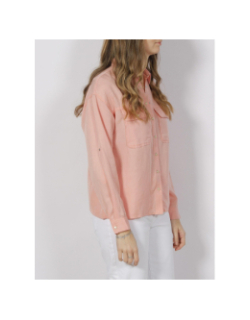 Chemise manches longues légère lin rose femme - Salsa