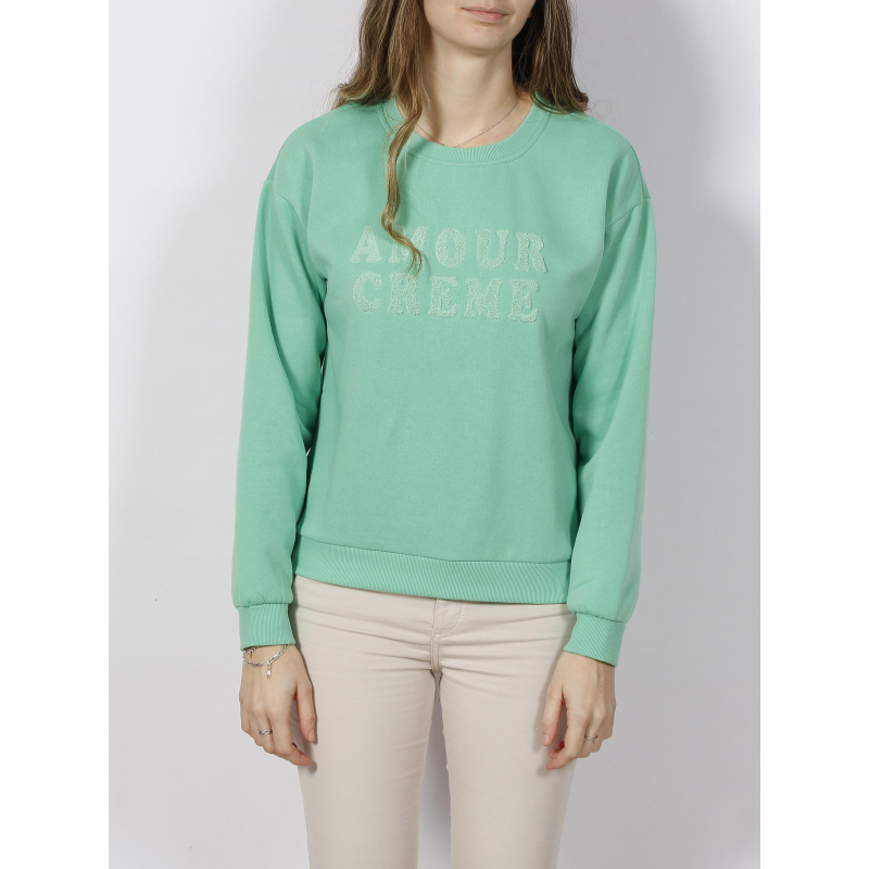 Sweat amour crème roma vert femme - Vero Moda