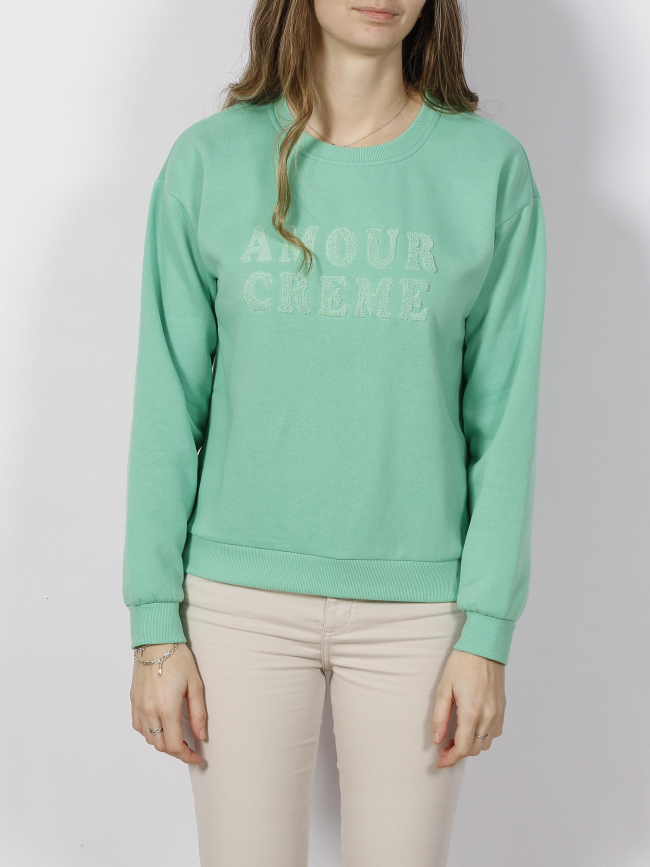 Sweat amour crème roma vert femme - Vero Moda