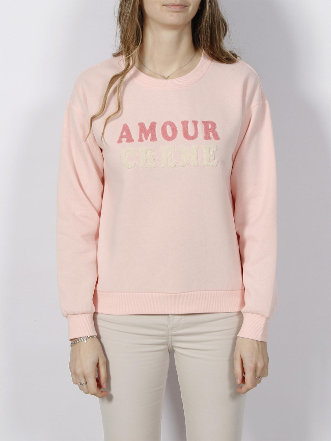 Sweat amour crème roma rose femme - Vero Moda