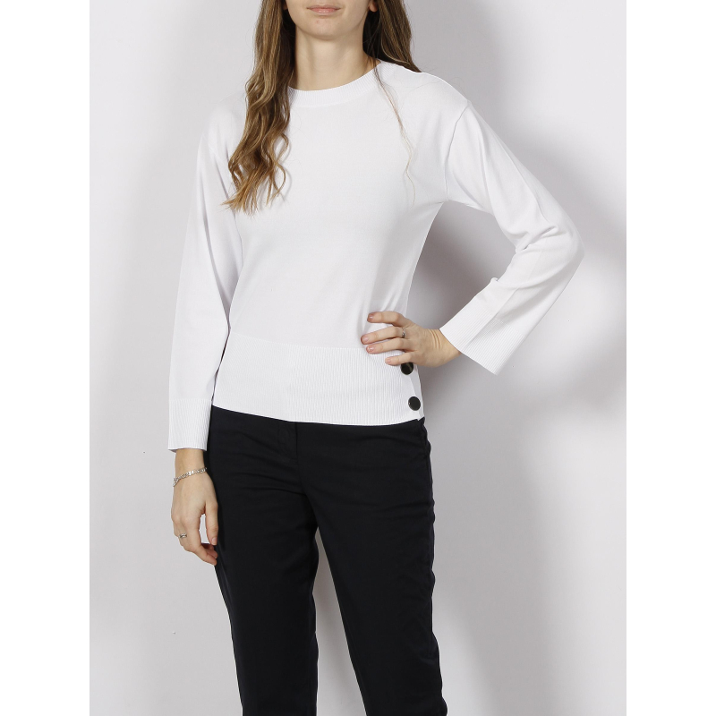 Pull fin bouton blanc femme - Armani Exchange