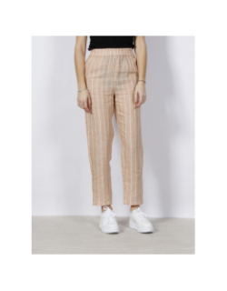 Pantalon à rayures en lin beige femme - Armani Exchange