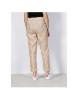 Pantalon à rayures en lin beige femme - Armani Exchange