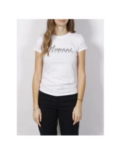 T-shirt optic strass blanc femme - Armani Exchange