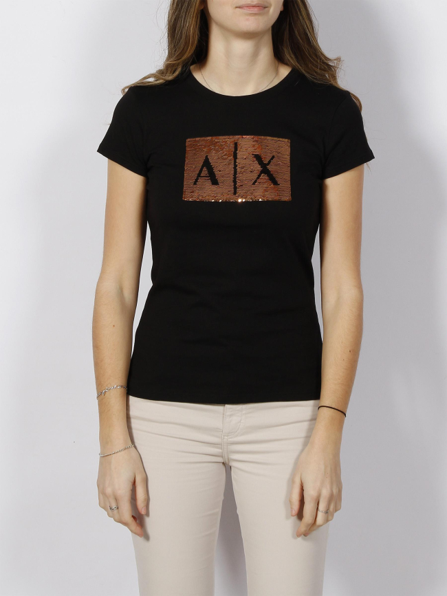 T-shirt strass reversible gold noir femme - Armani Exchange