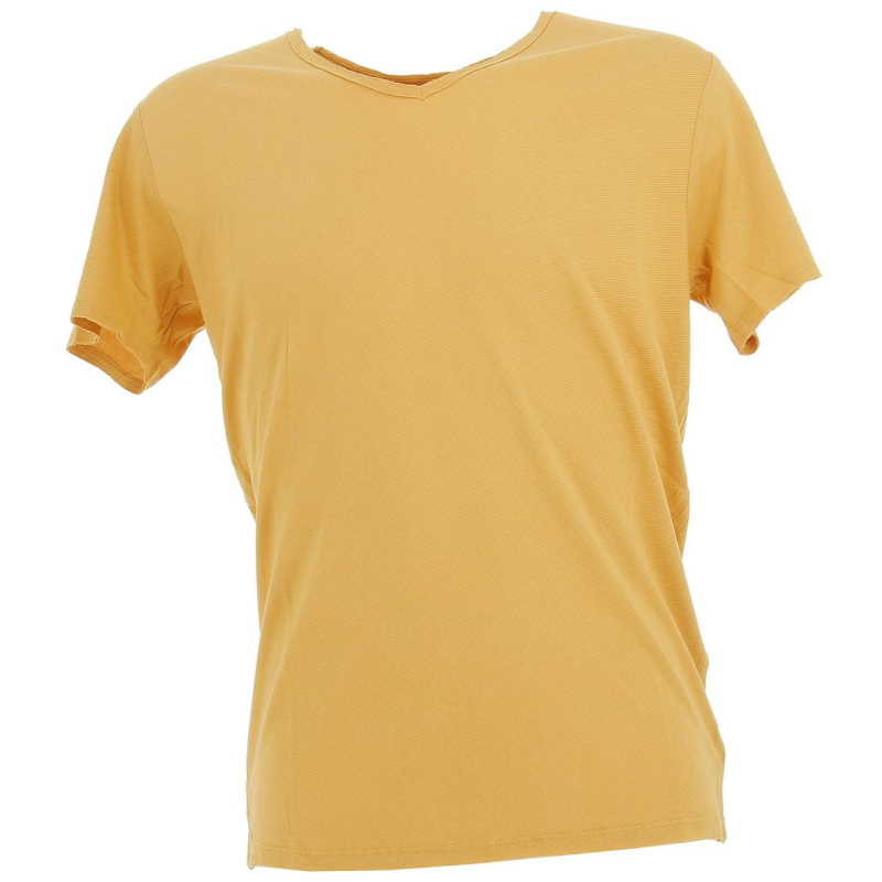 T-shirt uni col v goa jaune homme - Teddy Smith