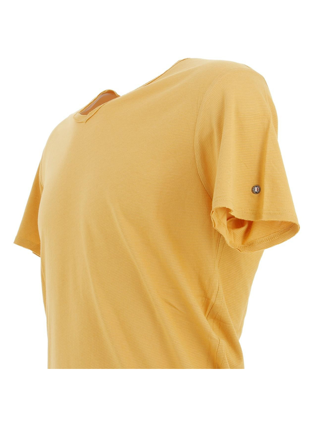 T-shirt uni col v goa jaune homme - Teddy Smith