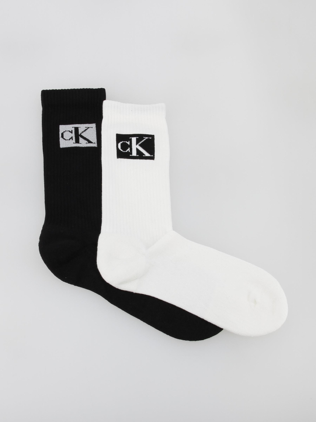 Pack 2 paires de chaussettes badge noir blanc homme - Calvin Klein