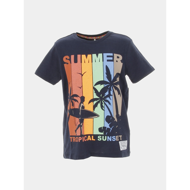 T-shirt summer tropical flaska bleu marine enfant - Name It
