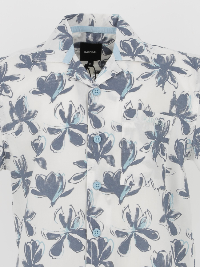 Chemise à fleurs paul blanc bleu garçon - Kaporal