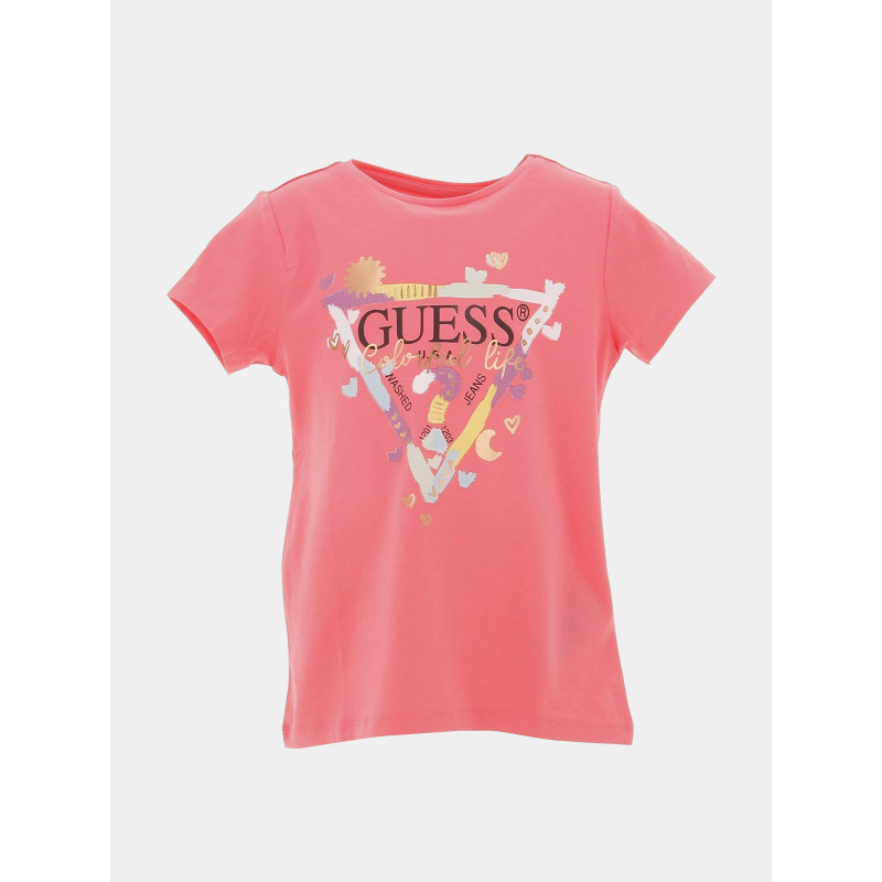 T-shirt colorful life rose fille - Guess