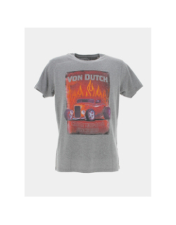T-shirt regular crazy hot rod gris homme - Von Dutch