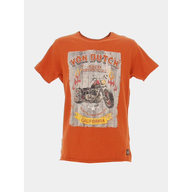 T-shirt regular race motorcycles orange homme - Von Dutch