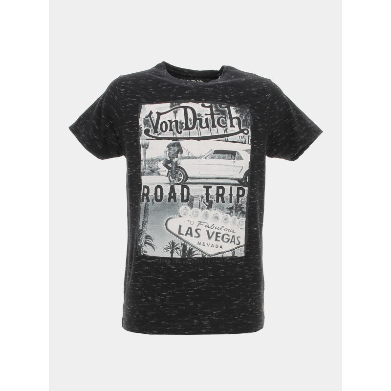T-shirt regular road trip las vegas noir chiné homme - Von Dutch
