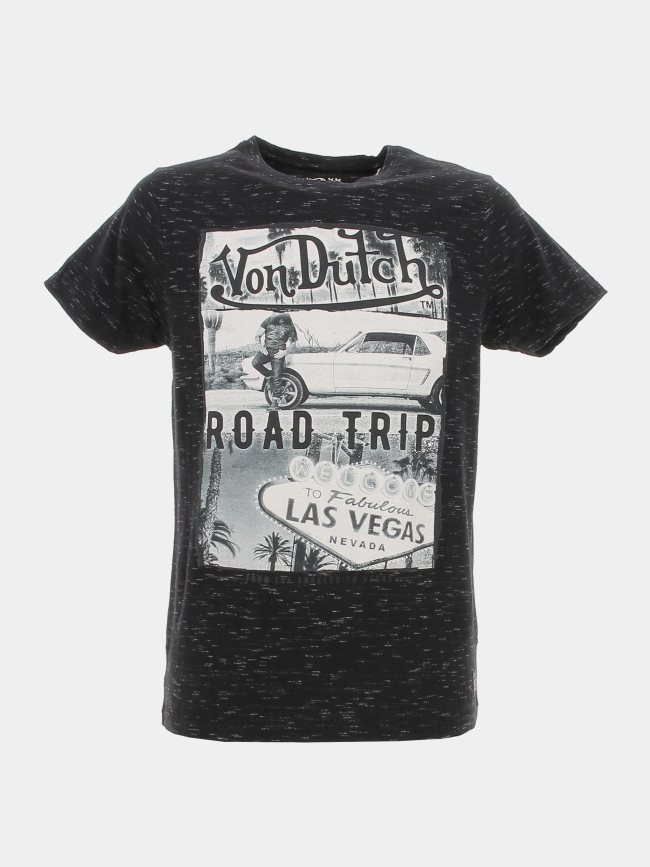 T-shirt regular road trip las vegas noir chiné homme - Von Dutch