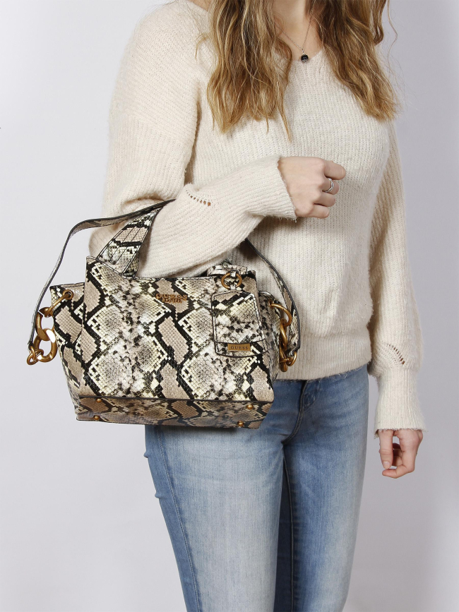 Sac à main zed small girlfriend python beige femme - Guess
