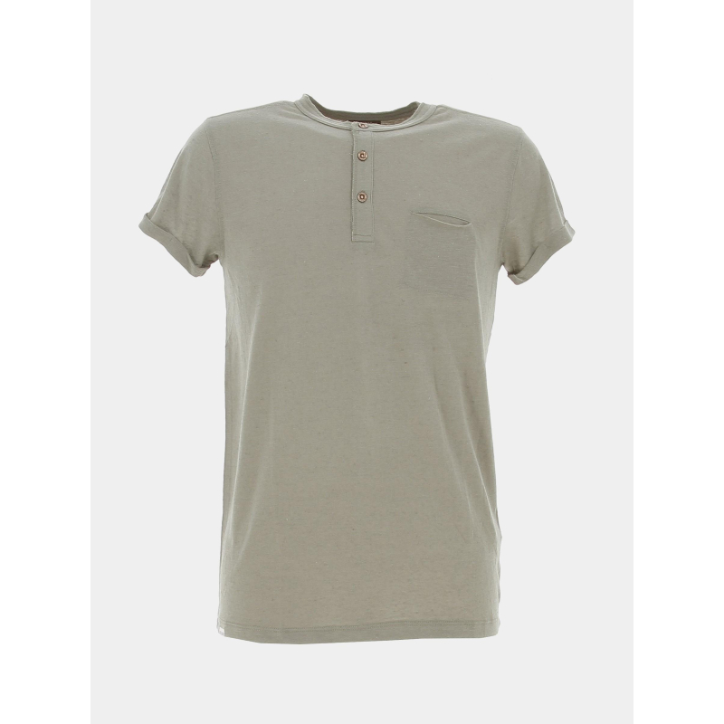 T-shirt en lin gin tonic kaki homme - Deeluxe
