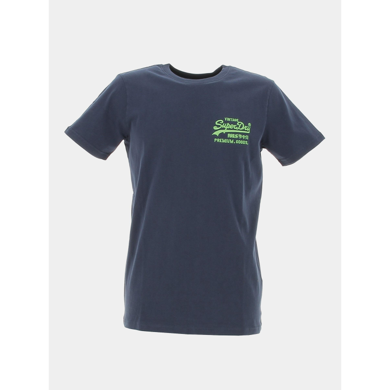 T-shirt vintage neon bleu marine homme - Superdry