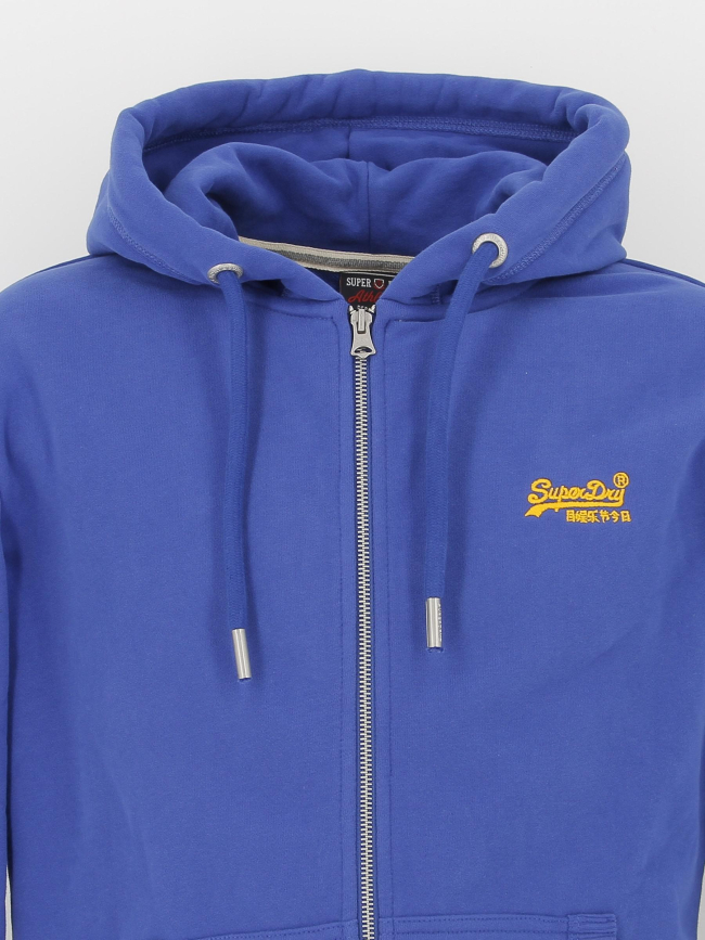 Sweat zippé à capuche vintage logo bleu homme - Superdry