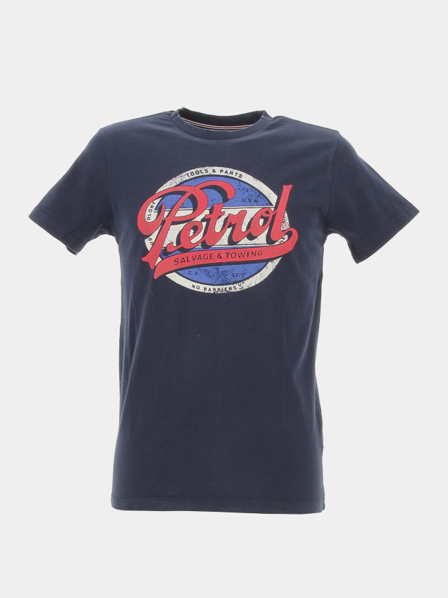 T-shirt logo imprimé bleu marine homme - Petrols Industries