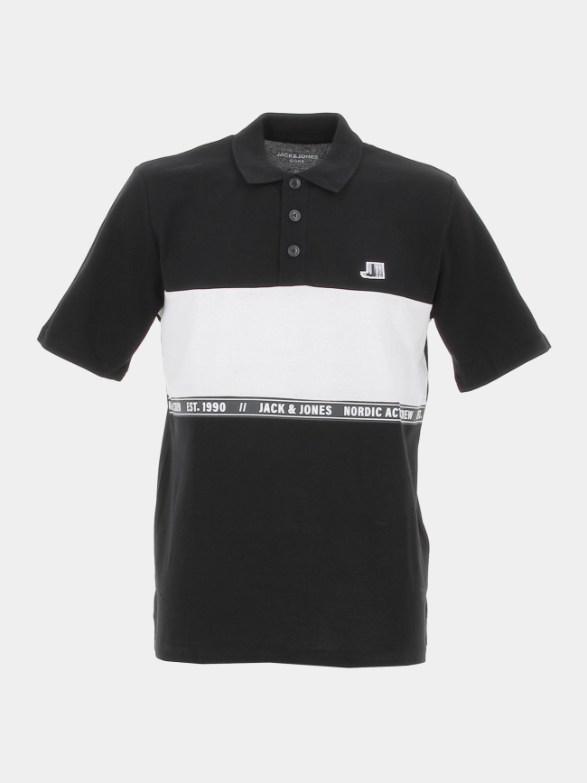 Polo cologan colorblock noir homme - Jack & Jones