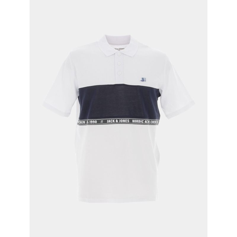 Polo cologan colorblock blanc homme - Jack & Jones