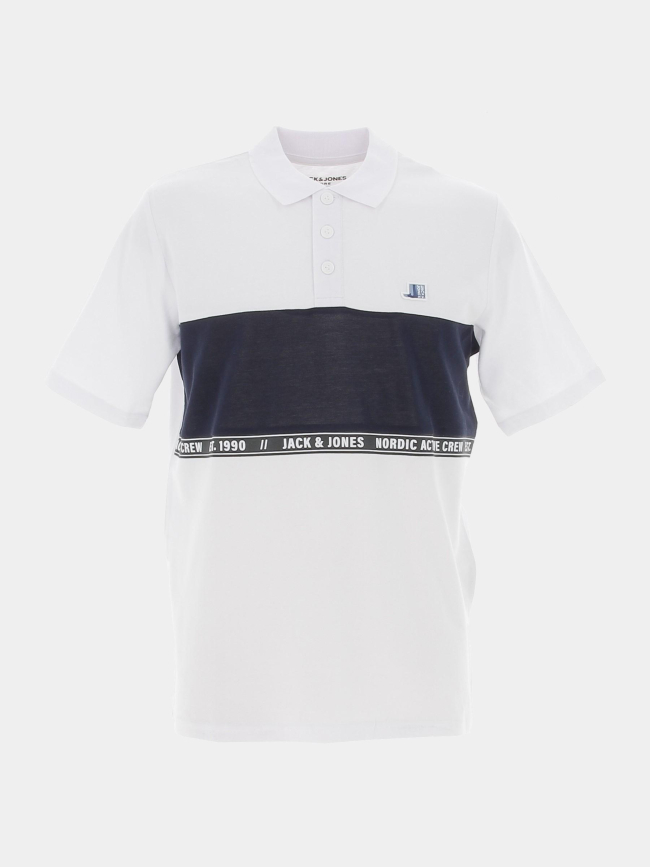 Polo cologan colorblock blanc homme - Jack & Jones