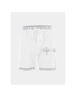 Short brodé bandes logo gris blanc homme - Project X Paris